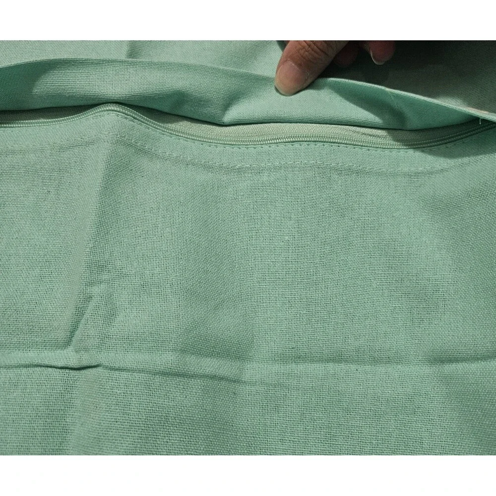 Scalloped Throw Pillow Covers 20 x 20, Set of 2 Cotton Pillow Covers, Icy Mint